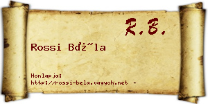 Rossi Béla névjegykártya